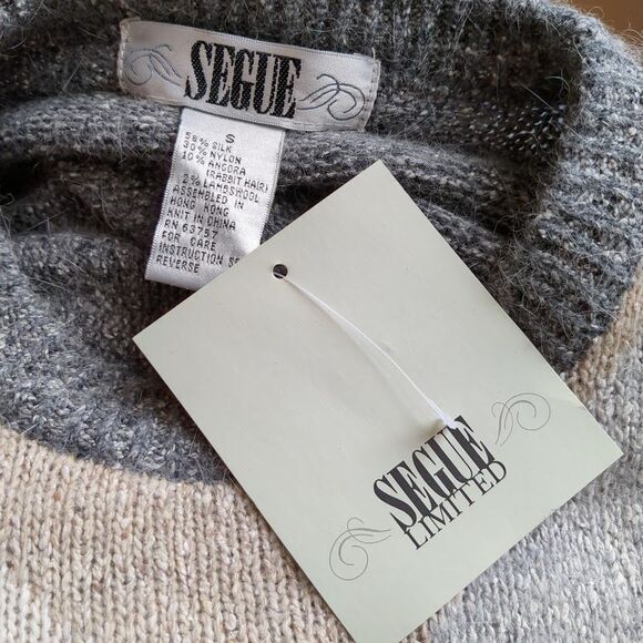 NWT Vintage 90s Segue Sweater Silk Angora Gray Beaded Size S - Picture 8 of 9